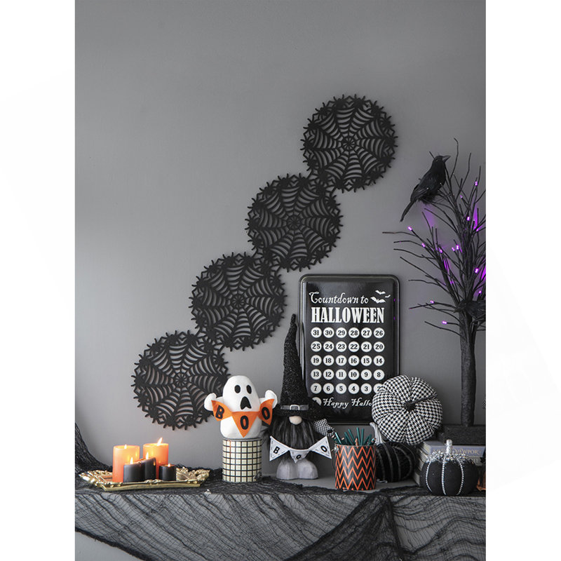 Ensemble de 2, citrouille à carreaux noir et blanc 7 x 7 x 6,7 po, pour la décoration d'Halloween des Fêtes