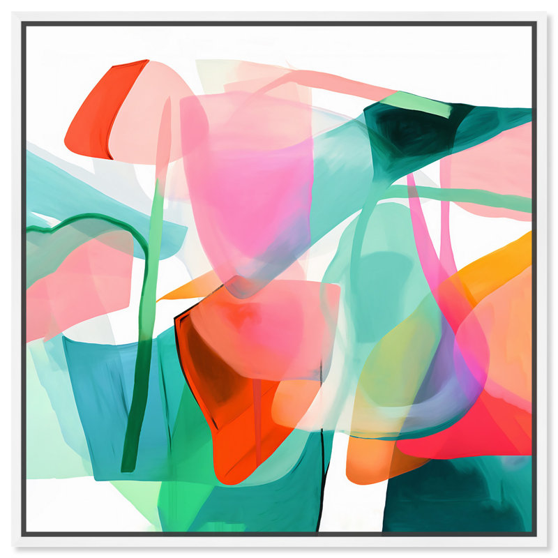 Art mural moderne abstrait sur toile, formes différentes modernes par Art Remedy, Cadre blanc, H 13 po x l 13 po