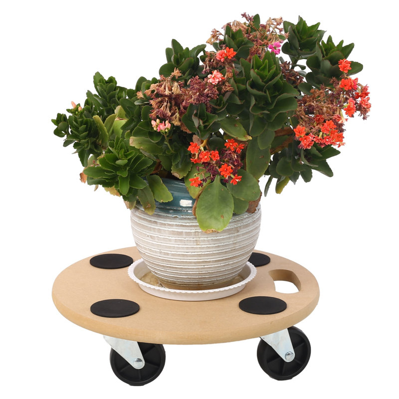 Chariot mobile en bois robuste avec base en bois aggloméré naturel