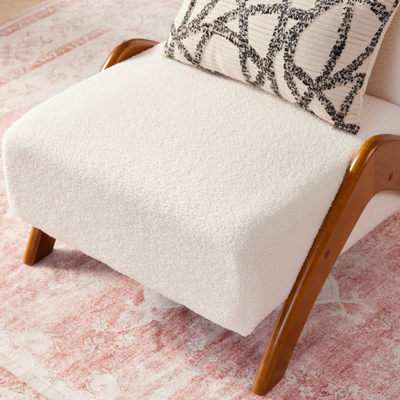 Chaise d'appoint rembourrée avec pieds en bois, Crème, crème