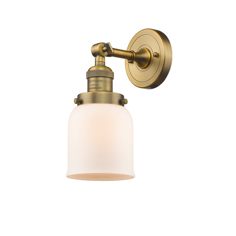 Wynkoop Semi Flush Mount, Matte White Cased, Brushed Brass, 13" H x 5" W