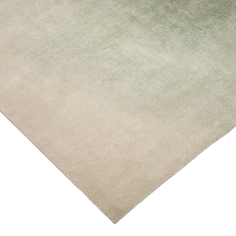 Contemporary Wool Blend Rug, Rectangle 10' x 14', Green Pink