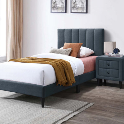 Luxueux lit simple avec tête de lit réglable capitonnée et support robuste à 12 lattes, parfait pour les chambres à coucher modernes