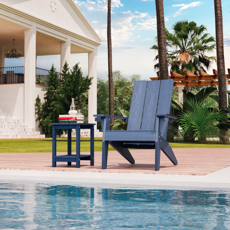 Outdoor Side Table Adirondack Tables Weather Resistant Patio Table Plastic Outdoor End Tables（Set Of Two）, Navy