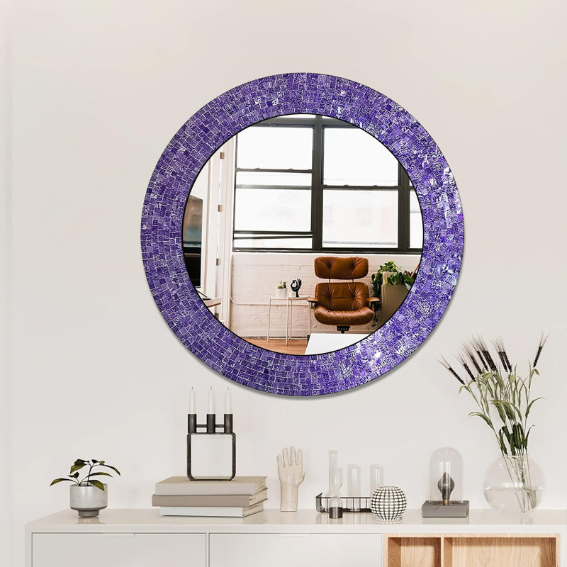 Gelantipy Glass Round Mirror, Violet