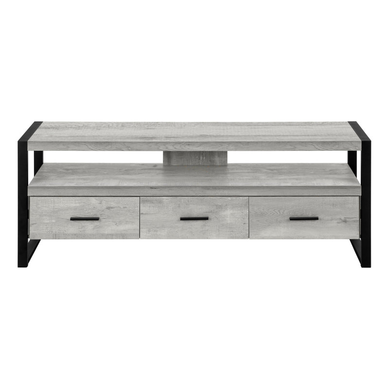 60 Inch Console Media Entertainment Center Storage Drawers, Gray