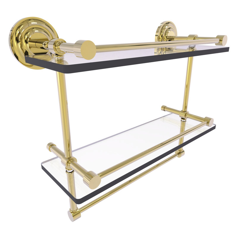 Étagère 2 pièces avec barre à serviettes leamore, Laiton non laqué, H 12 po x l 22 po x P 5 po