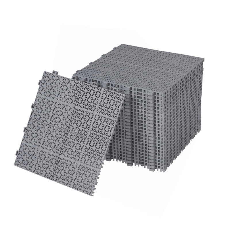 Carreaux de terrasse 12 po x 12 po à emboîtement gris en plastique imperméable et anti-dérapant, Gris