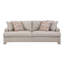 Canapé Evany avec 4 coussins décoratifs, pieds rembourrés, chenille taupe