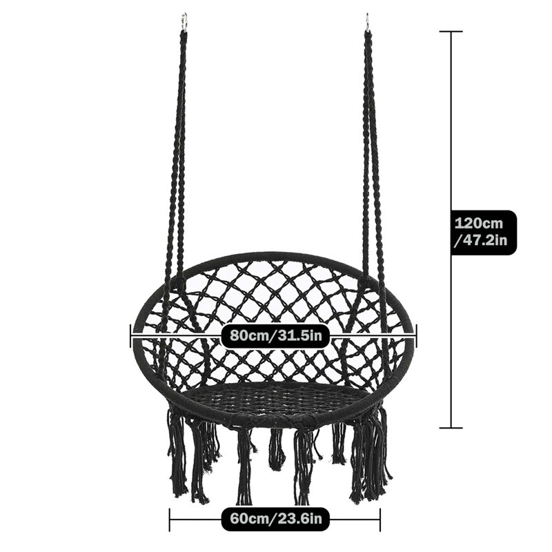 Chaise hamac suspendue Ezekiah, Noir