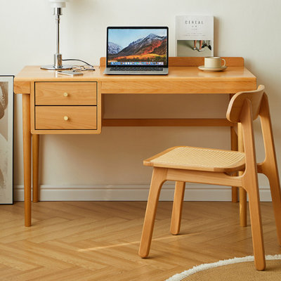 Burlywood Rectangular Solid Wood Writing desk with drawers desk