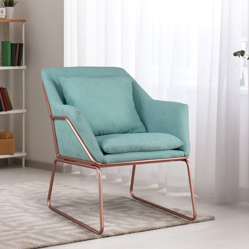 Gilchrist Velvet Armchair, Sea Green, Rose Gold