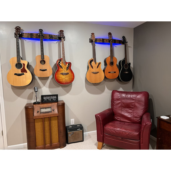 Guitar Lab Guitar Wall Mount - Guitar Rack for Multiple Guitars - 6  Adjustable Rubber Cradles - Guitar Wall Hangers for Electric, Bass,  Acoustic - 6