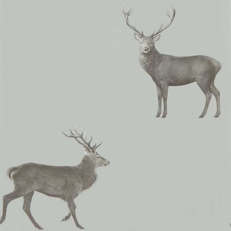 Evesham Deer Wallpaper, Silver Gray