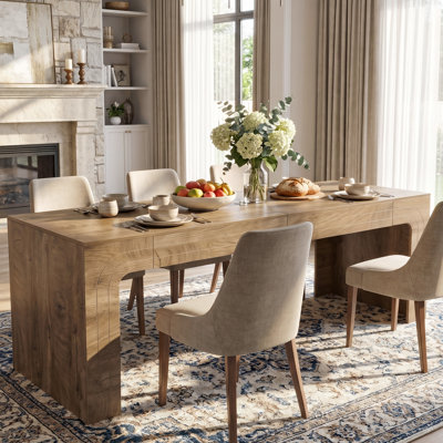 78.7" Long Dining Table, Rectangular Kitchen Table for 6-8, Modern Farmhouse Dinner Table for Dining Room
