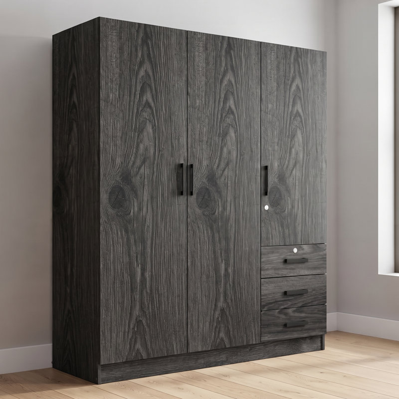 Armoire-penderie de 61 po de largeur, Grain de bois gris