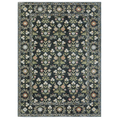 Adela Bordered Floral Traditional Blue/Multi Area Rug