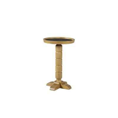 Table Spot de couleur noix de cajou chaude avec un design rond et compact, - finition inspirée, base piédestal tourné, bois massif brun clair +, profondeur 14, largeur, hauteur 22, structure de tons 12,49 lb,