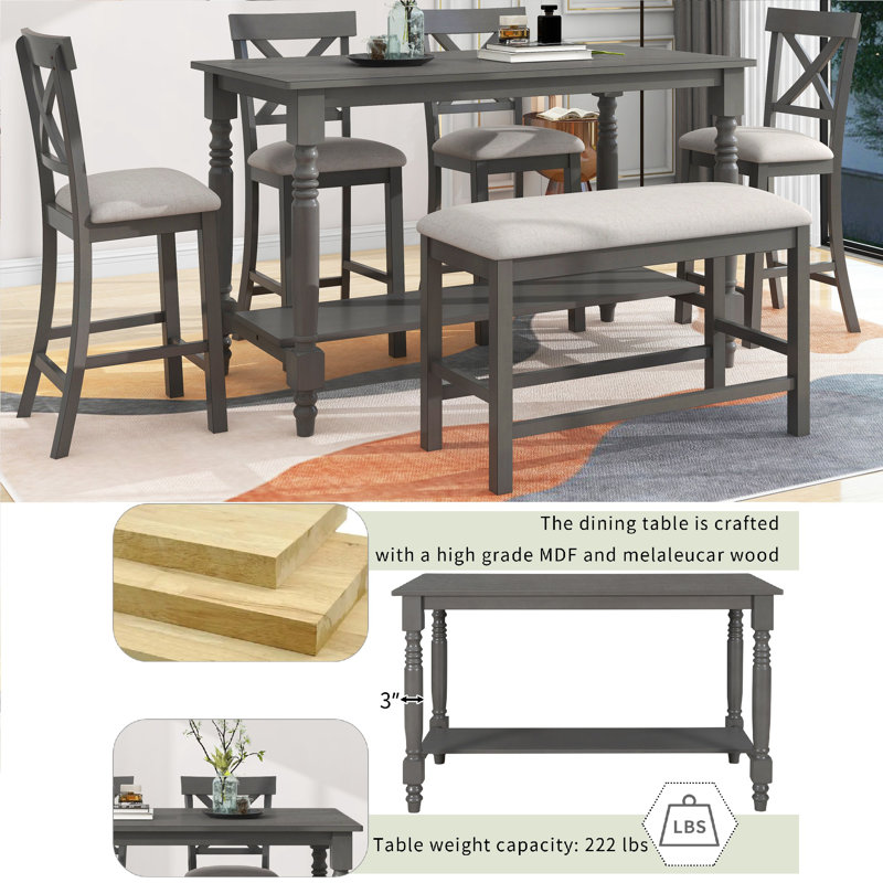 Maci-Lea Four Leg Dining Set, Gray