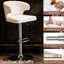 Ensemble de 2 tabourets de bar rotatifs modernes réglables avec dossier - Chaises pivotantes en cuir de polyuréthane pour comptoir de bar de cuisine et salle à manger, hauteur réglable, base chromée robuste, supporte 300 lb chacune - Blanc-131268722-131268727