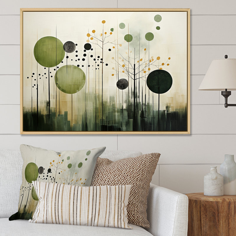 Vert, beige, scandinave moderne scandinave I - art mural moderne-scandinave, H 16 po x l 32 po x P 1 po