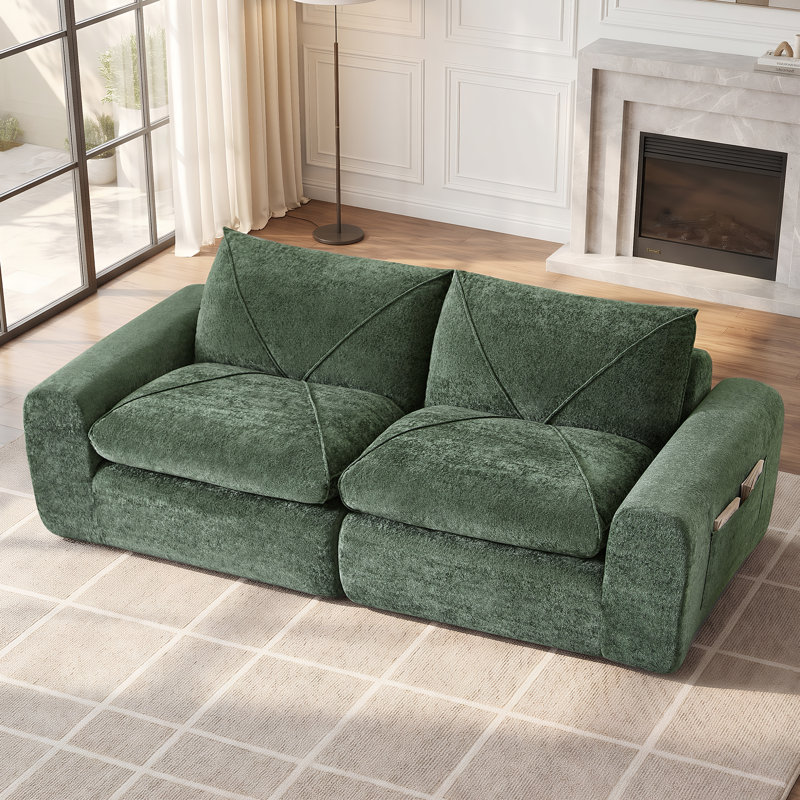 Canapé sur pied surdimensionné en chenille 86 po, Vert