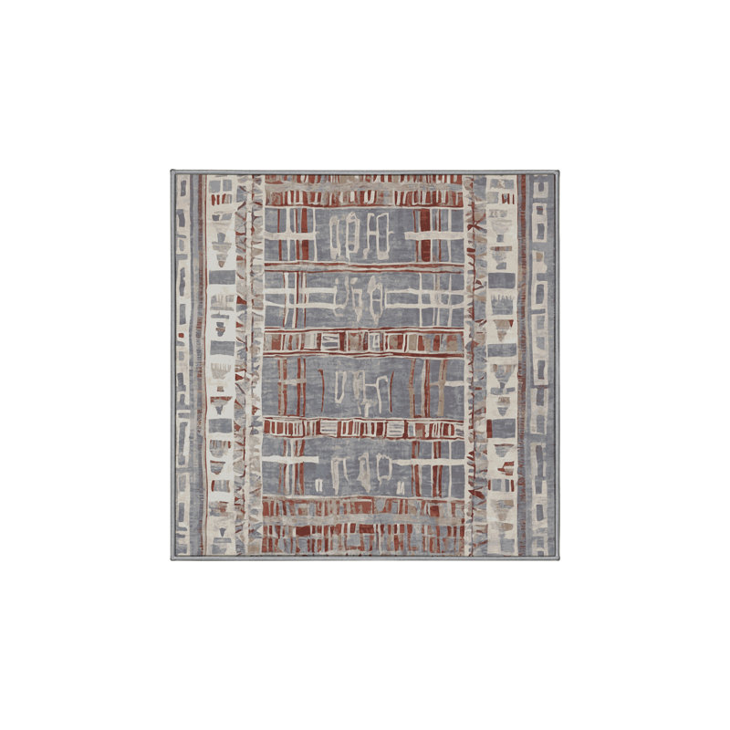 Tapis gris soyeux et moelleux, Carré 8 pi