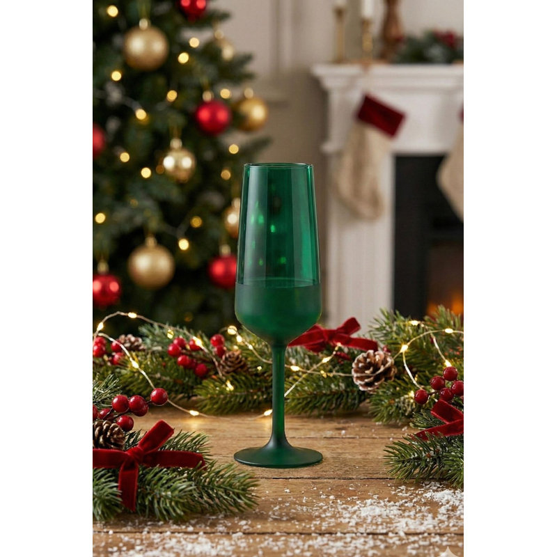 Ensemble de 2 verres à champagne Elegant (vert, 2,8 x 2,8 x 8,9 pouces) | 100% verre, capacité de 6,6 oz liq. Parfait pour les célébrations et les occasions spéciales