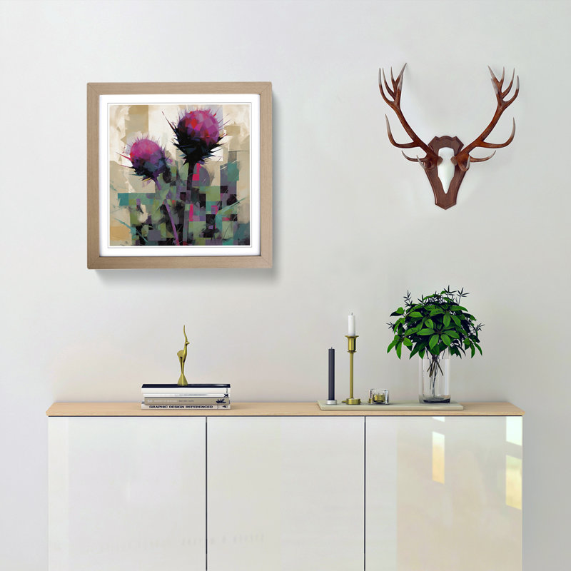 Thistle Suprematism - Framed Print, Oak