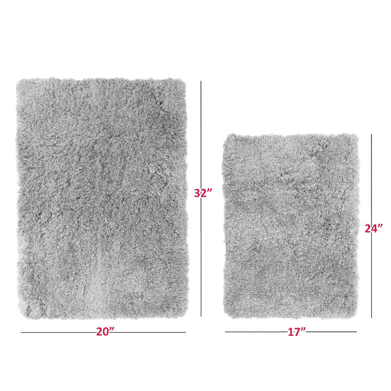 Ensemble de 2 tapis de salle de bain Kriner Luxury, Argent
