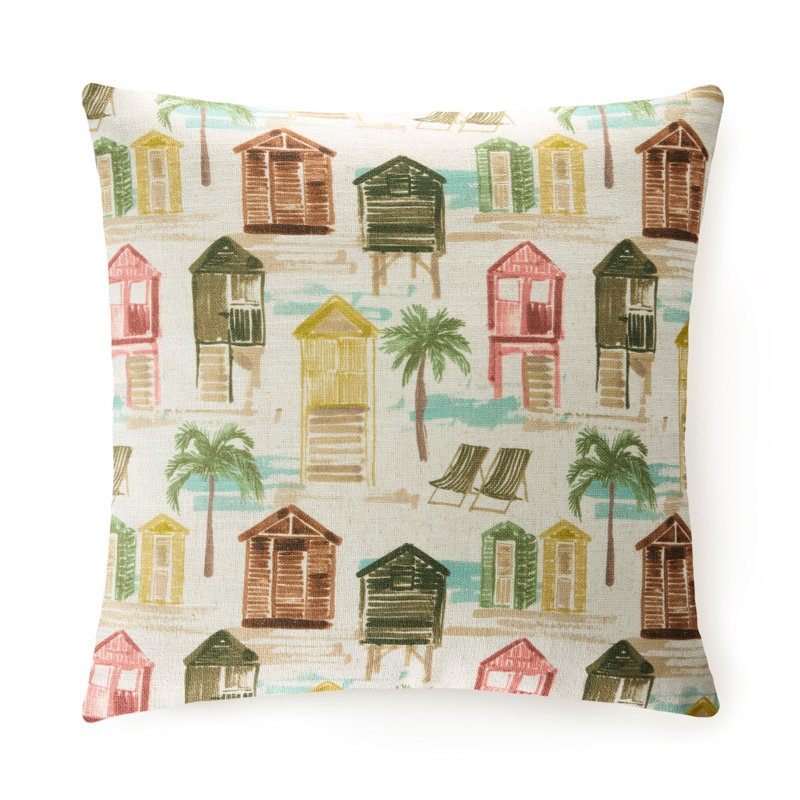 Coussin Bella, Square 26", White/Green/Yellow Oriental