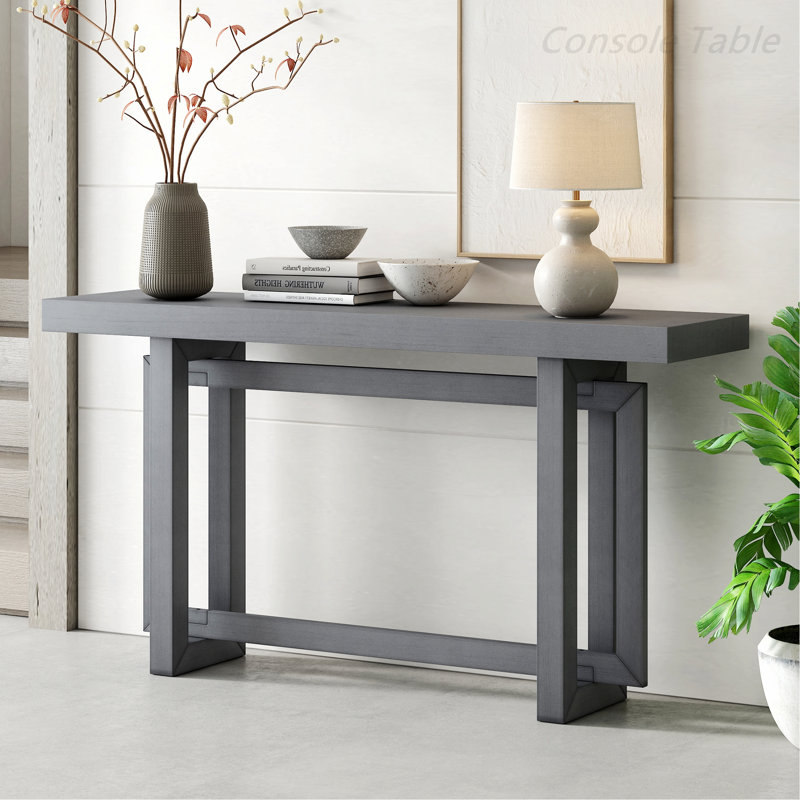 Thedrick 59" Extra Long Entryway Table Console Table,Entryway table,Hoyer table with wood frame, Dark Gray