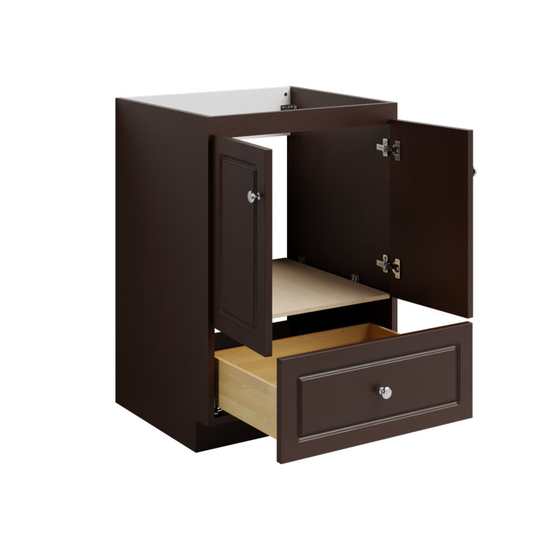 Ultraline 24 in. W x 21 in. D x 34.5 in. H Bath Vanity Cabinet without Top in Dark Alder, Dark Alder, 21