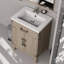 24 po De salle de bain en chêne gris avec comptoir en acrylique poli, robinet de salle de bain simple, miroir