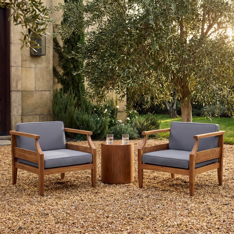 Chaise d'extérieur avec coussins Mcclurg, Gris foncé