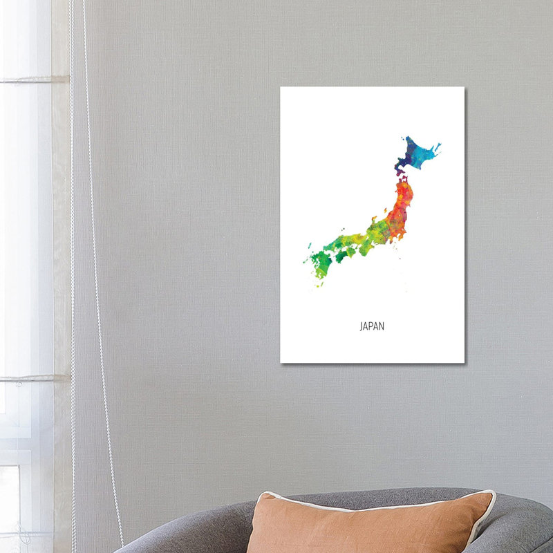Japan Map by Michael Tompsett - Wrapped Canvas Print, 66.04 cm H x 45.72 cm W x 3.175 cm D