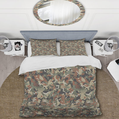 Brown Camouflage Polyester Camouflage Duvet Cover