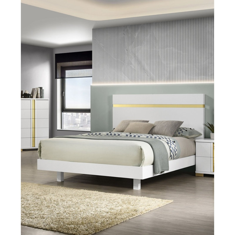 Cadre de lit blanc avec grand lit 1pc