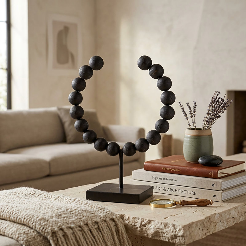 Shira Abstract Figurines & Sculptures, 11.6" H x 9.4" W x 4.5" D, Black