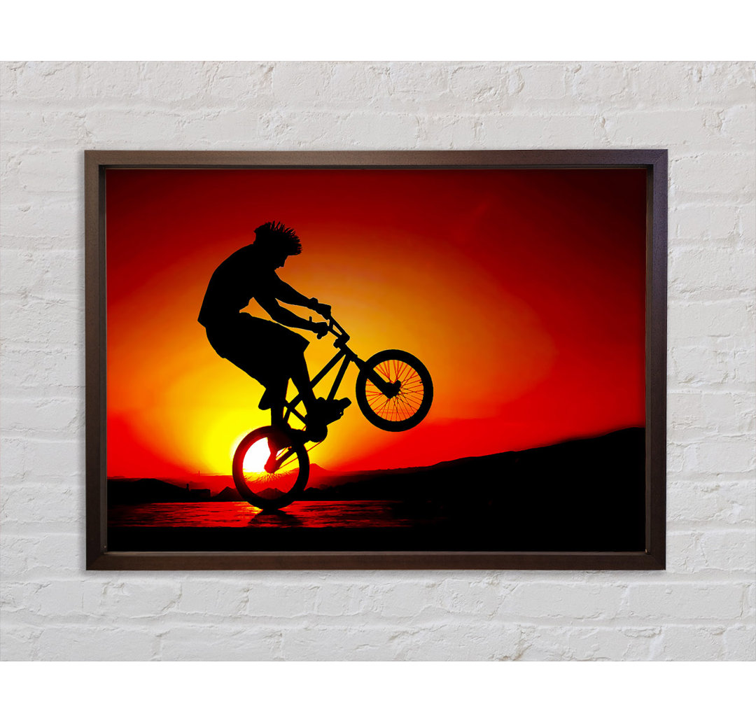 Bmx Back Wheelie In Red Sunlight - Single Picture Frame Kunstdrucke auf Leinwand