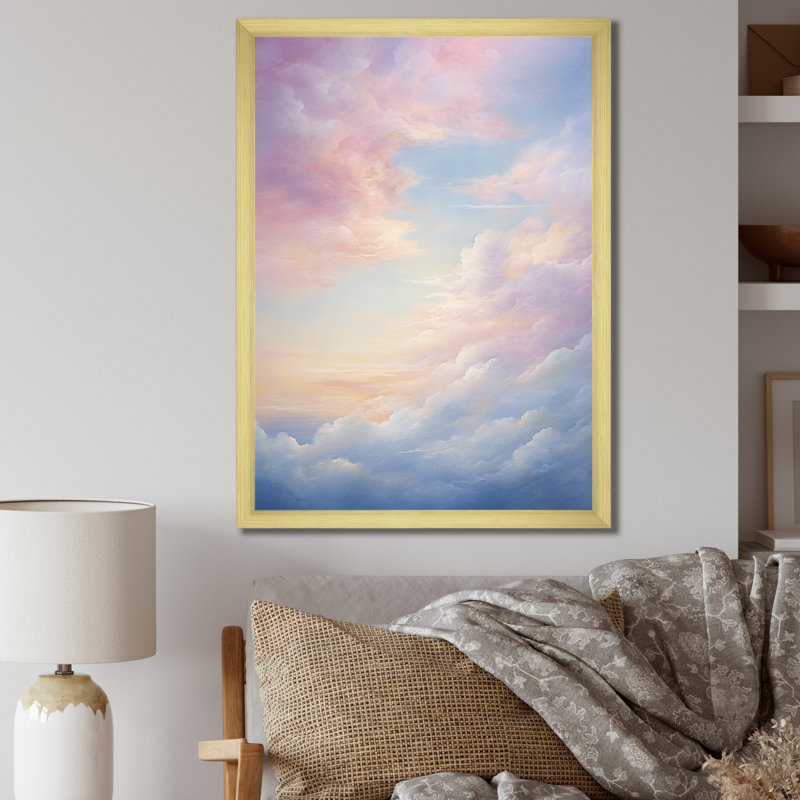 «Pink Sky Photo Celestial Symphony I», reproductions d'art mural paysage et nature, Cadre photo doré