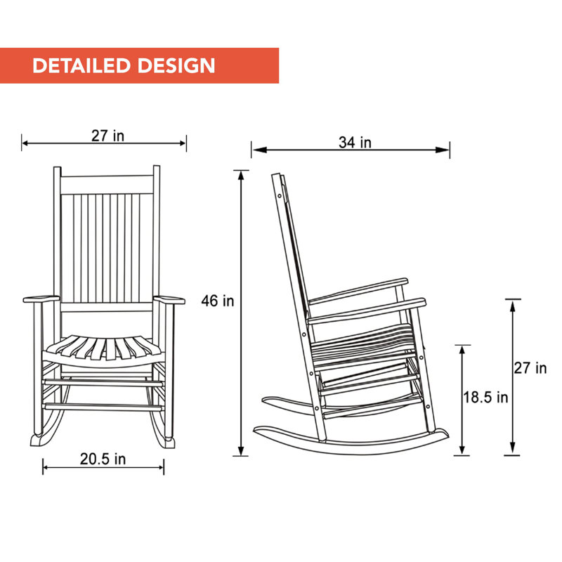 Chaise berçante en bois à haut dossier, Orange