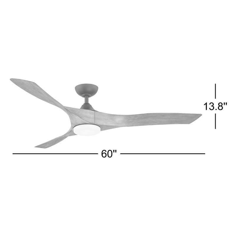 Ferland 60'' Ceiling Fan with LED Lights, Matte Black with Vintage Oak Blades
