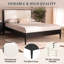 Lit plateforme de style Mid-Century moderne avec pieds fuselés, base de lit en bois massif très grand, lit avec tête de lit tapissier Boucle, support de lattes en bois durable, aucun sommier nécessaire, noir-134642509-134642511