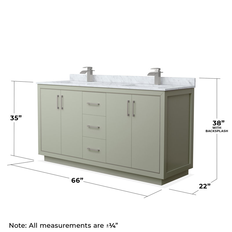 Icon 72" Double Bathroom Vanity Set, Brushed Nickel, Light Green, 72"