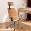Fauteuil de bureau ergonomique en similicuir de style milieu du siècle et fauteuil de direction pivotant-1741603972