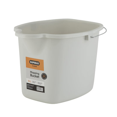 Superio Mop Bucket for Cleaning - Car Wash Bucket with Metal Handle- 4.25 Gallon Bucket Grey Durable Plastic Pail for Fishing, Mopping, Cleaning -16 Litre Camping Buckets