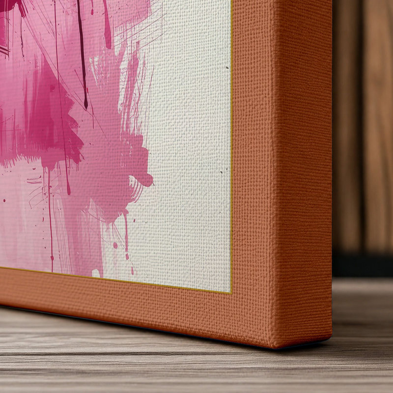 Magenta Bloom Abstract - Wrapped Canvas, 30x20 - 76.2 x 50.8 cm, Terracotta Border