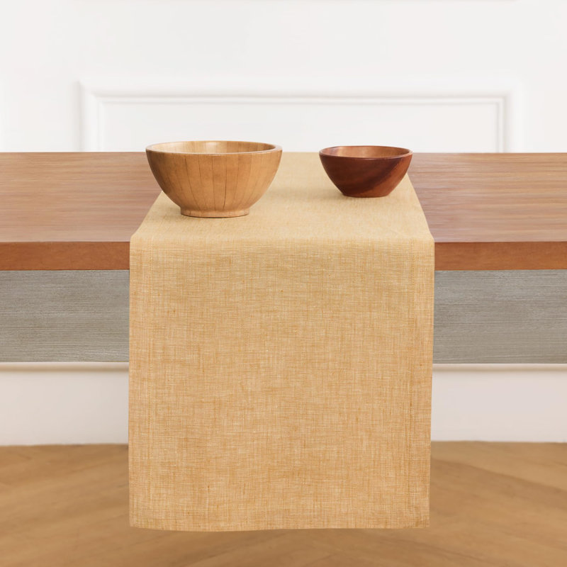 100% Pure Linen Table Runner - Athena, 144" x 14", Golden Nugget