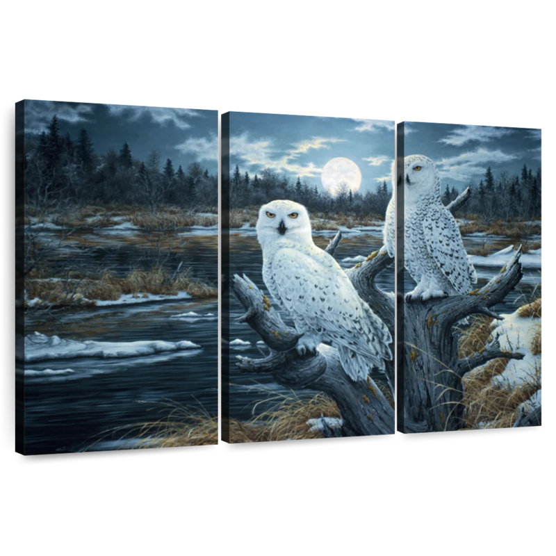 Brampt Two Snowy Owls, 20" H x 33" W